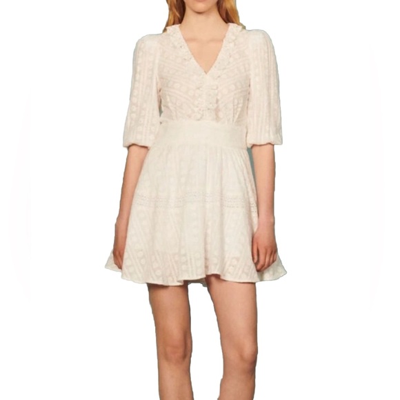 NWT SANDRO Gianni Broderie Anglaise
Embroidered Cotton Mini Dress Size 8 - Picture 2 of 13